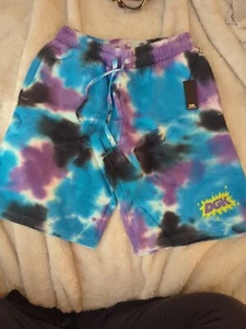 Brand New Mens DGK Invade Fleece Shorts Tie-Dye Med, Blue, Purple, Black NoSmoke - Picture 1 of 5