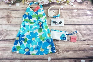 Gymboree Vintage Pool Party 2T Mädchen Blumen Kleider, Handtasche, Sonnenbrille, Stirnband - Bild 1 von 12