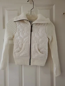 Girls Mixed Media Zip Front Jacket By Greendog, Size S - Picture 1 of 3