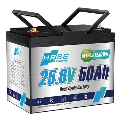 24V 50Ah LiFePO4 Lithium Battery 1280Wh Deep Cycles For Trolling Solar - Image 1 of 4