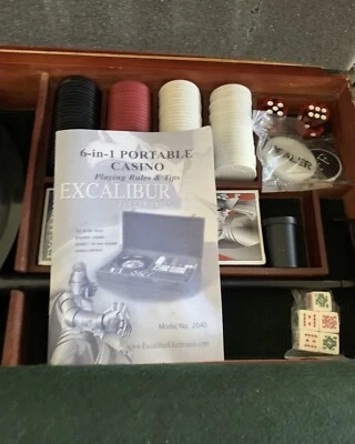 Excalibur Electronics 6-in-1 Portable Casino Set & Felts Craps Blackjack Poker - Image 1 of 4