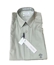 Calvin Klein Men Slim-Fit Green Long-Sleeve Button Dress Shirt 14 1/2. 32/33