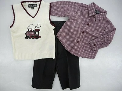 Chaleco Suéter, Camisa de Vestir y Pantalones Infantiles Niños Inglés Lavandería $44 Talla 6/9Mt -24Mt Foto 1 de 4