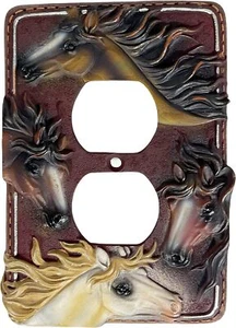 Urbalabs Western Cowboy Four Horses Rustic Horse Decorative Light Switch Outlet - Picture 1 of 7