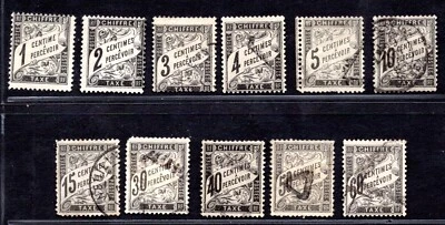 FRANCE 1882-1892 POSTAGE DUE SET OF 11 TO 60 CENTS SC. J11||J22 USED - Image 1 of 2