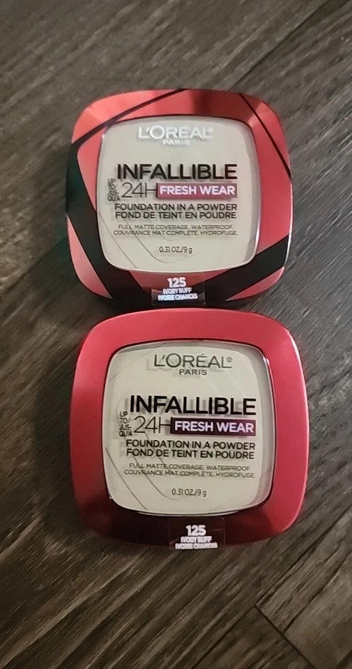 pack of 2 L'OREAL PARIS INFALLABLE FOUNDATION /POWDER #125 IVORY BUFF 24HR FRESH - Image 1 of 1