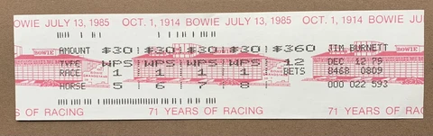 1985 Last Day of Racing at BOWIE RACETRACK  horse racing large WPS tote Cover