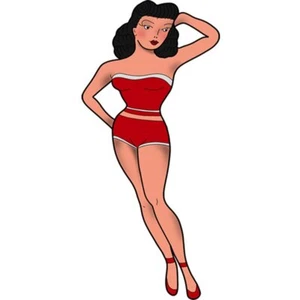 Pinup Girl Wall Decals Stickers - Vintage American Traditional Tattoo Wall Art V - Imagen 1 de 5