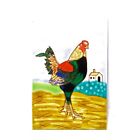 Rooster Hand Painted Glaze 2D Ceramic Tile Decorative Wall Hanging 11 3/4 x7 7/8