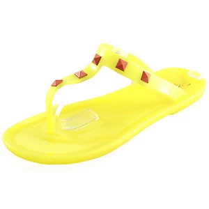 Nuevos zapatos para mujer moda jalea sandalias t correa puntera abierta informal verano amarillo - Imagen 1 de 1