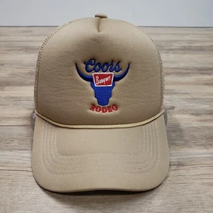 Coors Rodeo Truckermütze Kappe Druckknopflasche beige Schaumstoff Netz hinten verstellbar - Bild 1 von 7