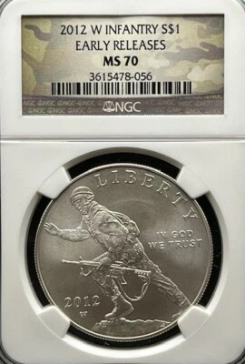 2012-W Infantry Soldier S$1 Early Releases MS70 Silver Commemorative - Image 1 of 4