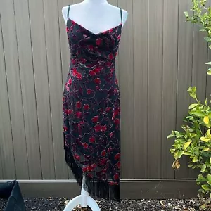 Vintage G-dresses Burn Out Velvet Dress Medium Asymmetric Whimsigoth Grunge Y2K - Picture 1 of 15