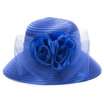 Cinta de satén Mujeres Vestido Iglesia Novia Boda Kentucky Derby Fiesta Sombreros A433 Foto 1 de 4