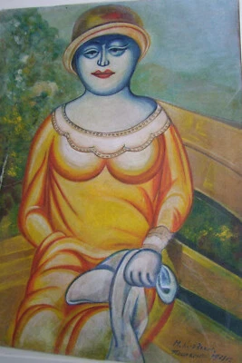 Kursin,Michail Iwanowitsch 1888-1957,BLAUE FRAU,1931  Russische Kunst Avantgarde - Bild 1 von 4