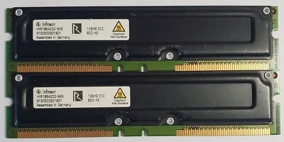 Lote 2 Piezas - INFINEON HYR186420G-845 RAMBUS ECC 800MHZ 128MB 184 PIN Foto 1 de 2