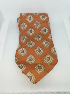 Cravatta Hugo Boss vintage tie necktie made in Italy silk ORANGE RHOMBUS ITALY - Imagen 1 de 3