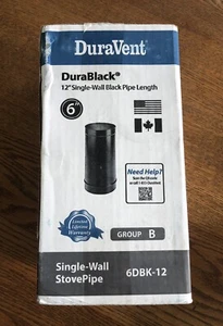 DuraVent DuraBlack 6 in. x 12 in. Single-Wall Chimney Stove Pipe 6DBK-12 Black - Picture 1 of 9