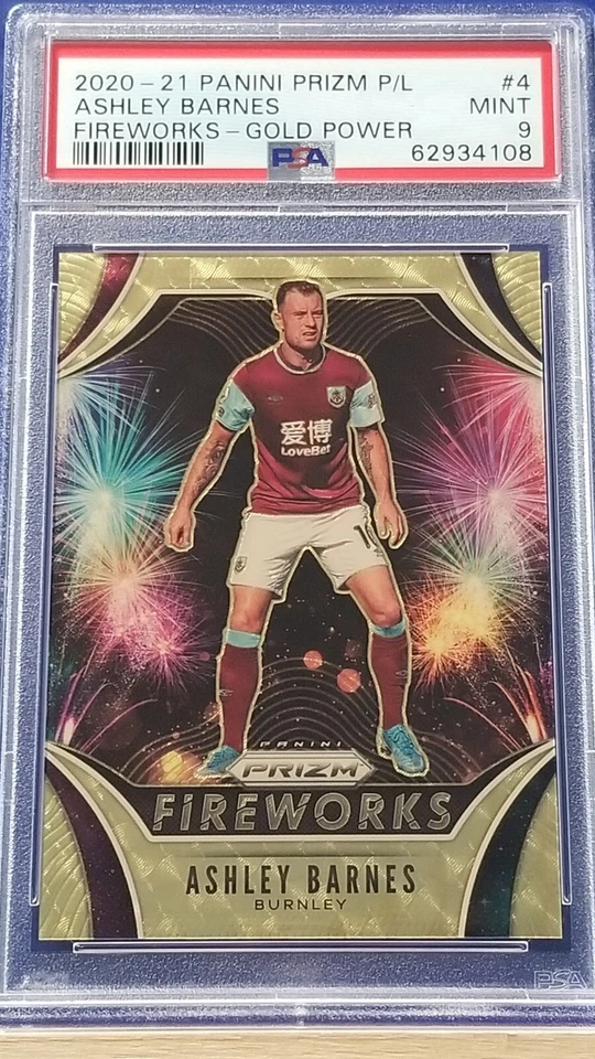 Ashley Barnes - 2020 Panini Prizm Premier League Fireworks Gold Power  PSA 9  /5 - Image 1 of 2