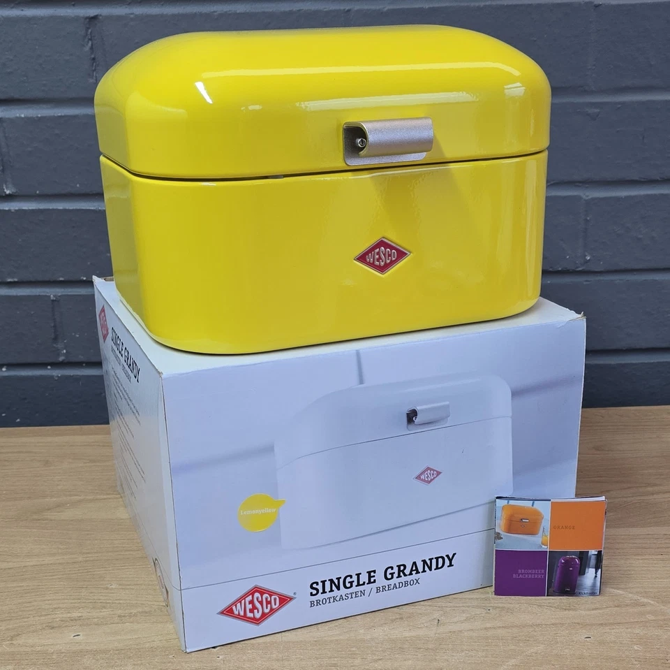 Wesco Single Grandy Bread Box Bin Yellow  Powder-Coated Steel New with box Retro - Image 1 of 4