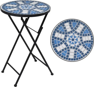 Mesa auxiliar de mosaico para exterior mesas auxiliares de patio con tapa de azulejo de cerámica de 14" para exterior Foto 1 de 4