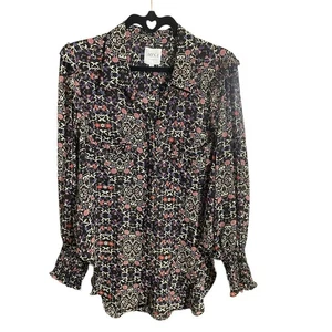 Misa Los Angeles Sheer Button Front Long Sleeve Floral Vera Top Womens Medium - Picture 1 of 7