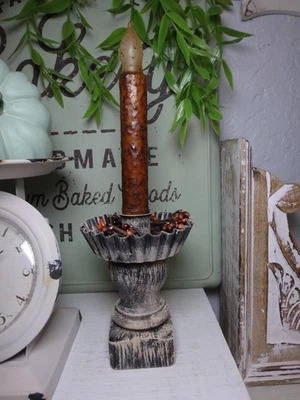 Candelabro hecho a mano estilo primitivo, rústico, decoración bandeja escalonada Foto 1 de 4