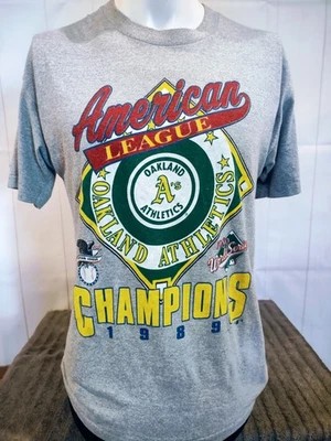 Vintage 1989 Baseball Oakland A's American League Champions Shirt USA MADE ⚾⚾ S - Image 1 of 4