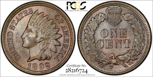 1899 INDIAN CENT PCGS MS63BN, S-9 RPD - Picture 1 of 6