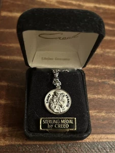Vtg Sterling Silver 0.925 St. Francis Catholic Medal; 20” Chain By Creed; NOS - Picture 1 of 3