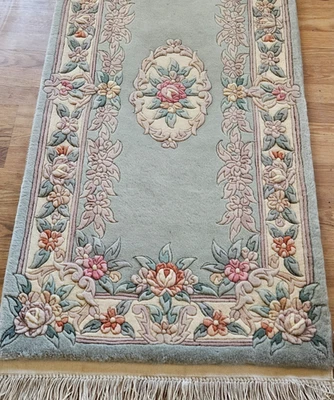 Alfombra de lana Aubusson 90 L anudada a mano de alta calidad etiqueta de 2'3"x4'8" $899,00 nuevas etiquetas Foto 1 de 4