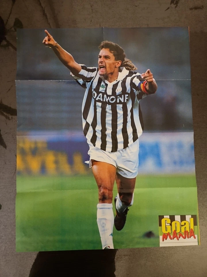 Poster Vintage Juve Goal Mania, Il Grande Roberto Baggio Cm54x44 - Immagine 1 di 1