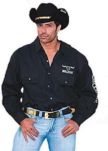 Bullhide Men's Team Logo Long Sleeve Black Shirt - Picture 1 of 2