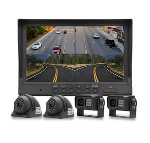 Car Backup Cameras System with 9'' Quad Split Monitor for RV Trailer Semi Tru... - Picture 1 of 7