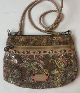 Sakroots Campus Mini Purse Artist Circle Peace Bird Print Crossbody Sequins Jute - Picture 1 of 7