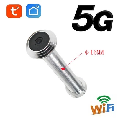 1080P HD Wireless WiFi Door Peek Hole Camera with Built-in Memory Card - Image 1 of 4