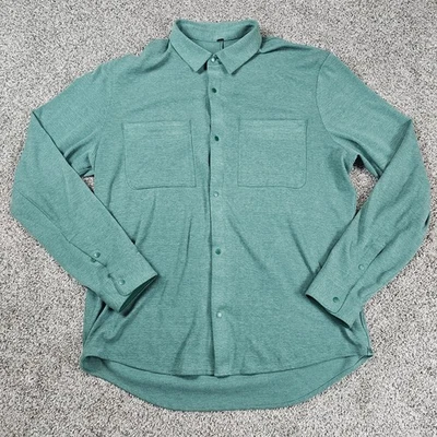 Рубашка мужская Lululemon XL зеленая мягкая вязаная тяжелая вересковая повседневная на пуговицах - Изображение 1 из 4