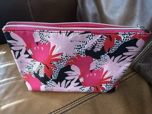 LANCOME Cosmetic Bag Pink Red Black Floral Makeup Pouch - NWOT - Perfect Cond. - Picture 1 of 8