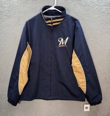 Milwaukee Brewers Jacket Adult Large Blue Sweatshirt MLB Baseball Full Zip NEW - Image 1 of 4