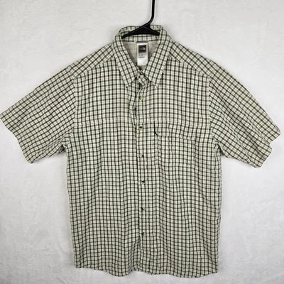 Camisa The North Face Para Hombres Verde A Cuadros Manga Corta Cuello Abotonado Talla Pequeña Foto 1 de 4