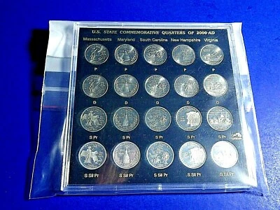 2000-P/D/S/SS STATEHOOD QUARTER SET 20-COINS BU/UNC/PROOF CAPITAL HOLDER/SEALED - Image 1 of 2