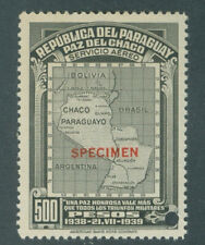 Paraguay 1939, 500p, Chaco Map, "SPECIMEN" from Am. Banknote archives, NH, C121