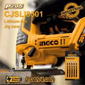 INGCO Jig Saw 20V Cordless Lithium Safety Cover Wood Metal Cutting With 5 Blades - Picture 1 of 11