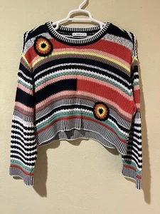 Maglione maglia Zara multicolore boxy uncinetto fiori cropped oversize taglia S R2 - Foto 1 di 6