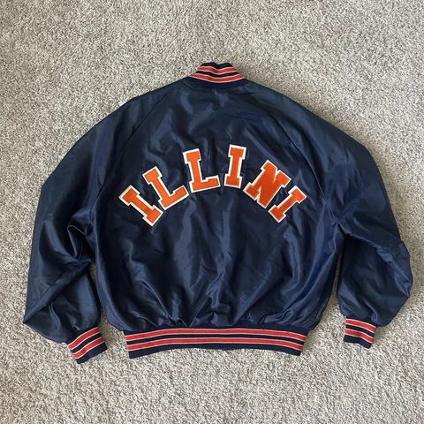 Vintage Illini Stadium Jacket XL Illinois University Fighting / Chief Illiniwek Cover