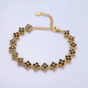 5 CT Round Simulated Black Diamond Tennis Chain Bracelet 14k Yellow Gold Plated - Picture 1 of 4