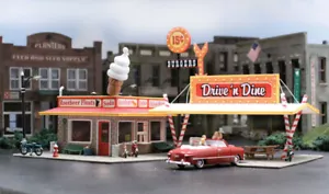 NEW Woodland Built/Ready Drive & Dine N Railroad Train Building FREE US SHIP - Picture 1 of 7