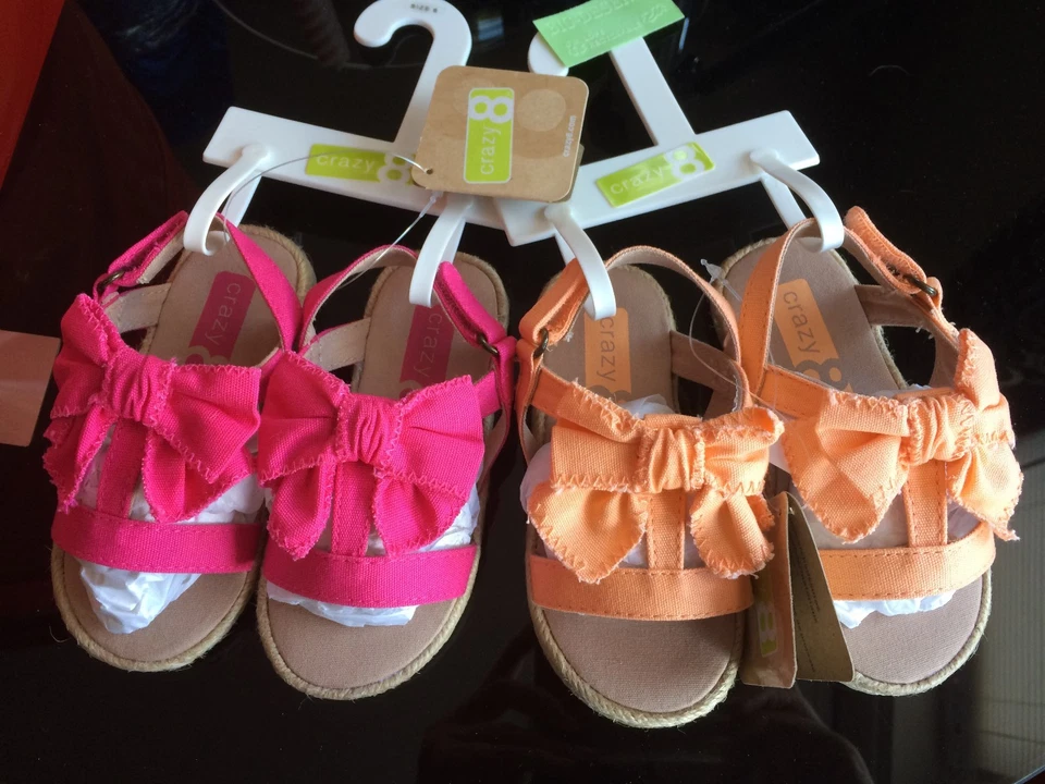 Zapatos planos CRAZY 8 niñas fucsia o neón melocotón moño talla 6 y 8  Foto 1 de 4