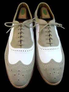NEW Allen Edmonds "BROADSTREET" Wingtip Spectator Oxfords 14 EEE Tan/White(369N) - Picture 1 of 13
