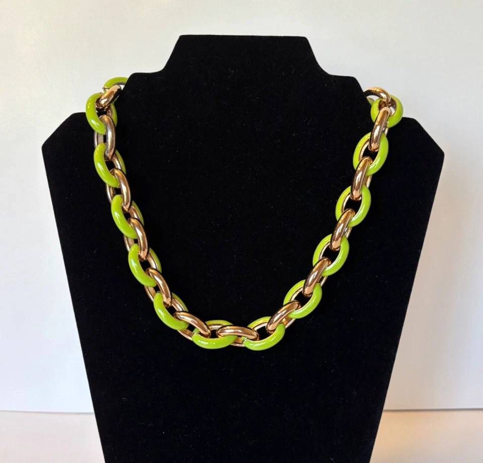 Collar COLDWATER CREEK Grueso Cadena Rolo Tono Verde y Dorado 18-20" Negrita Firmado Foto 1 de 1